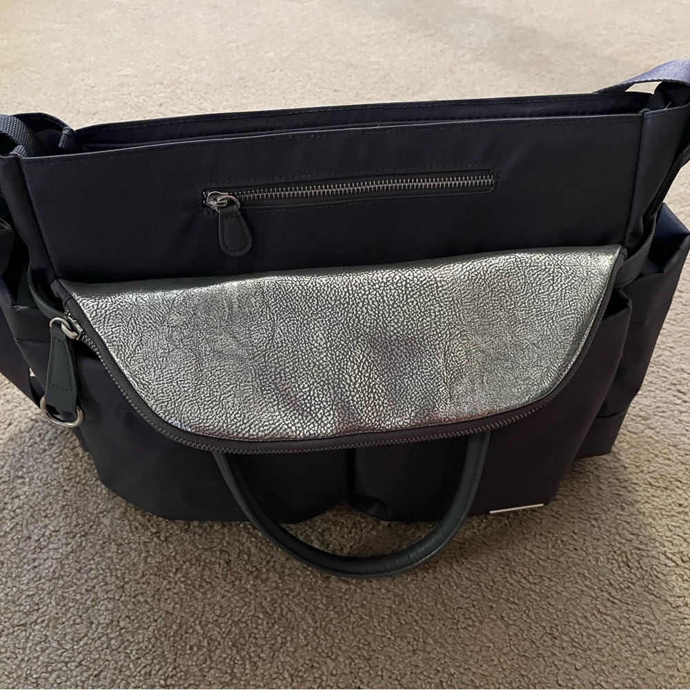 Stylish Grey and Silver Diaper Bag